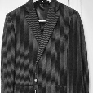 AC Mens Suit / Office or Formal Wear / Stiped Black and Gray / Size M